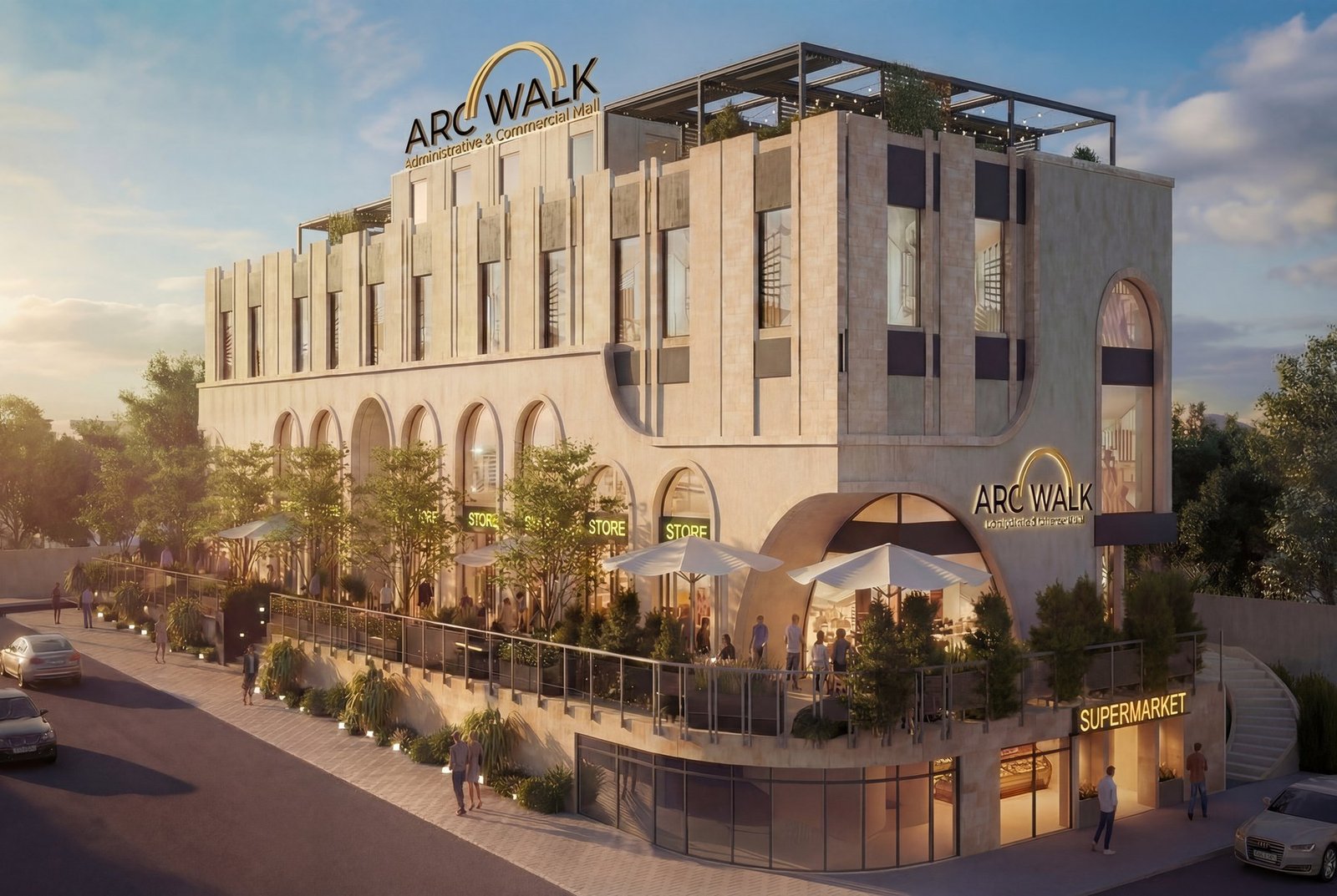 ARC WALK exterior facade in daylight