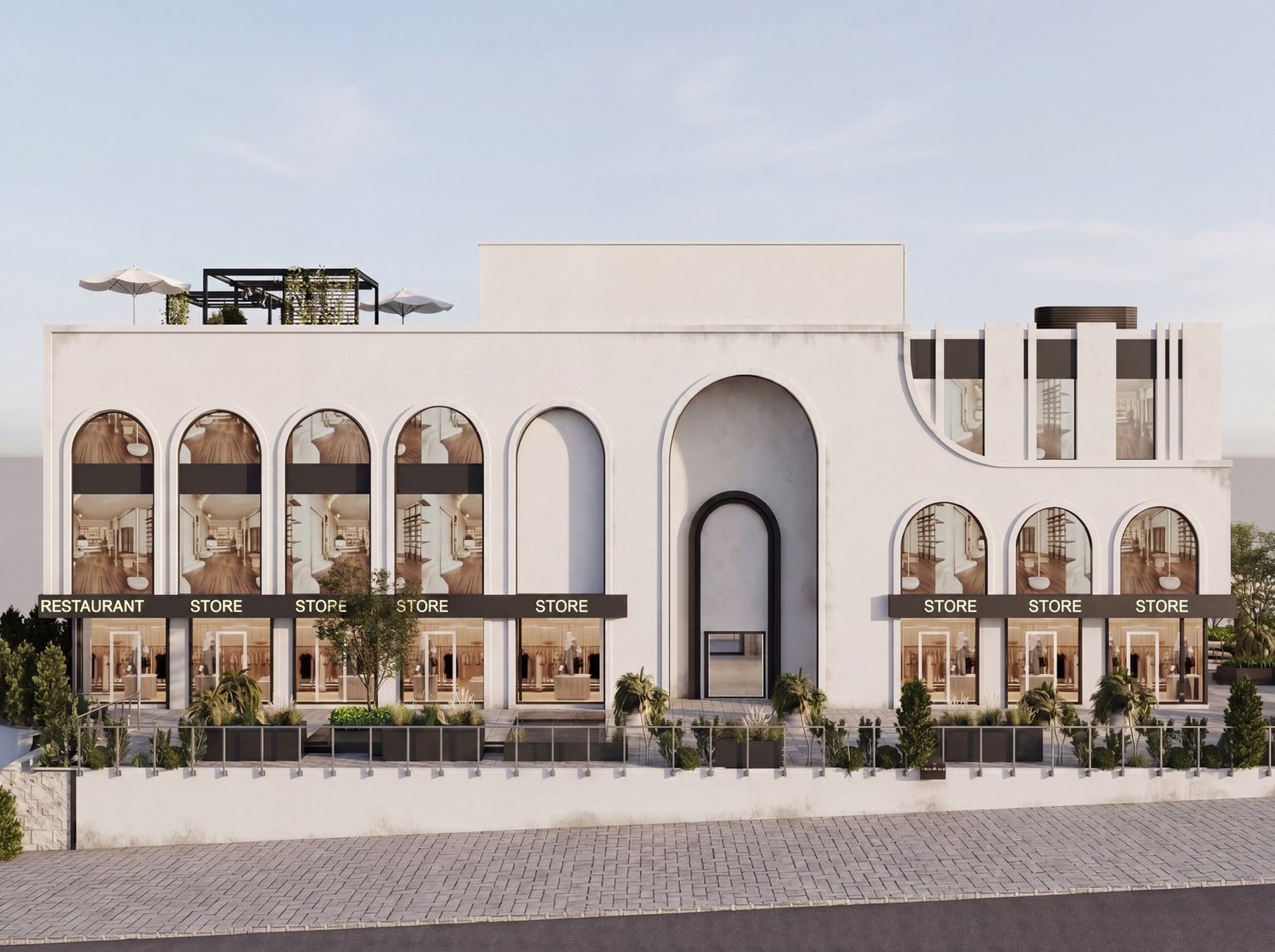 ARC WALK front elevation with retail arches