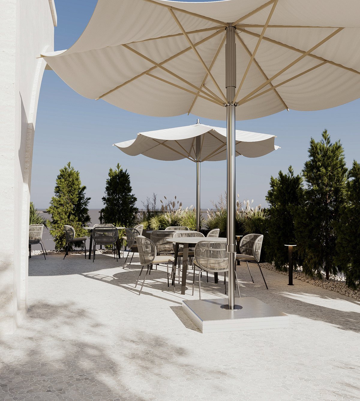 ARC WALK rooftop cafe seating area